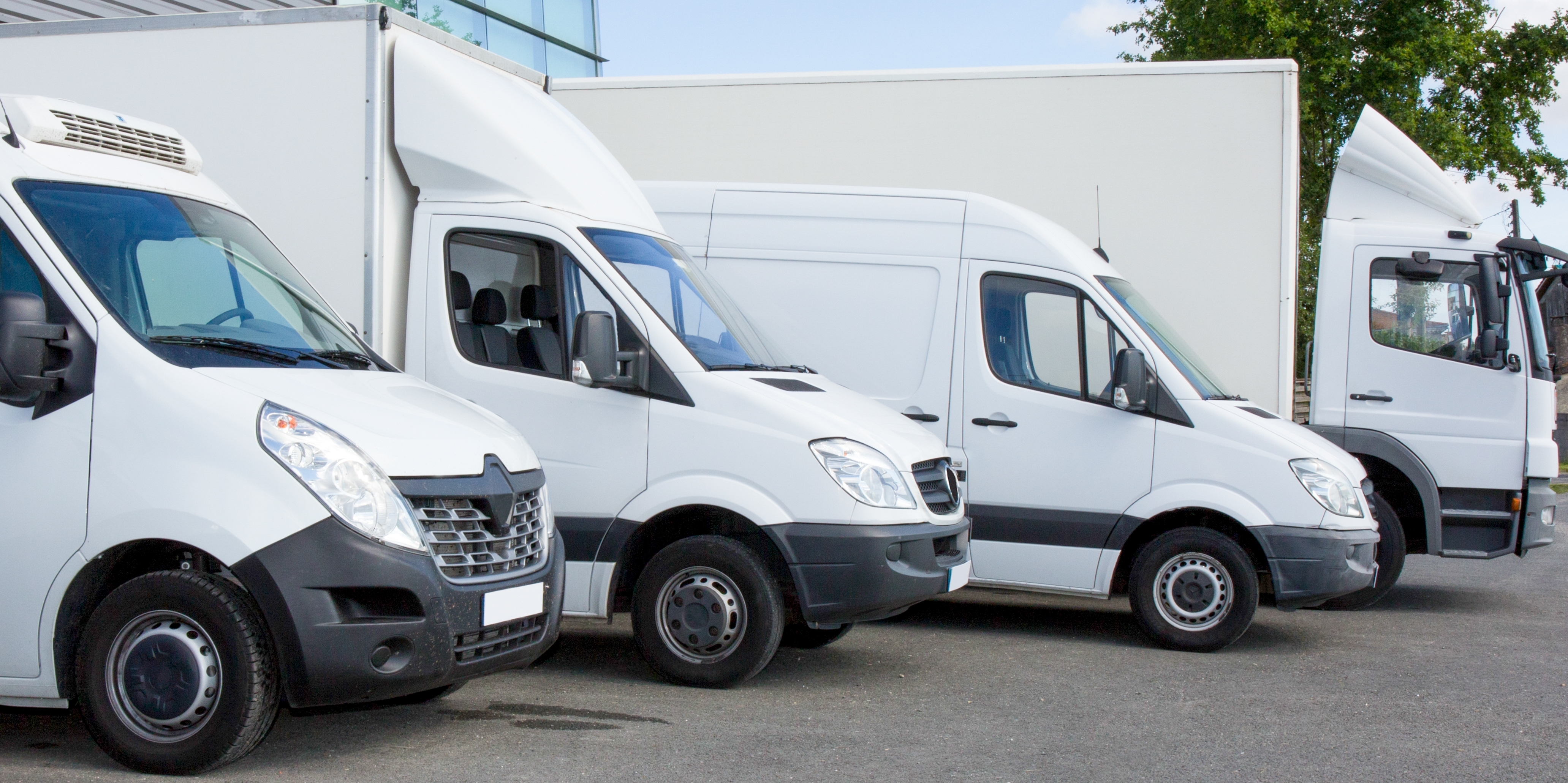 White,Delivery,Service,Van,Trucks,Fleet,Of,Cargo,Trucks,Courier